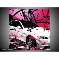 Wandklok op Canvas BMW | Kleur: Paars, Rood, Wit | F002358C