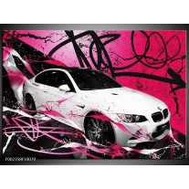 Glas schilderij BMW | Paars, Rood, Wit 