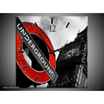 Wandklok op Canvas Londen | Kleur: Zwart, Rood, Wit | F002378C