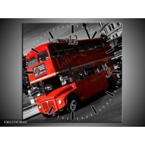 Wandklok op Canvas Londen | Kleur: Rood, Zwart, Grijs | F002379C