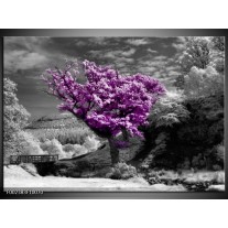 Foto canvas schilderij Boom | Grijs, Paars, Wit 