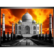 Foto canvas schilderij Taj Mahal | Oranje, Zwart, Grijs 