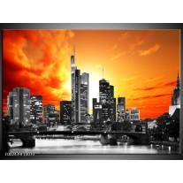 Foto canvas schilderij Gebouw | Grijs, Geel, Oranje 