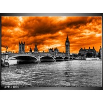 Glas schilderij Londen | Oranje, Grijs, Zwart 