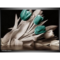 Foto canvas schilderij Tulpen | Blauw, Wit, Zwart 