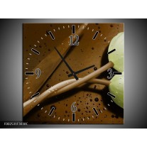 Wandklok op Canvas Tulp | Kleur: Bruin, Groen | F002531C