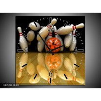 Wandklok op Canvas Bowlen | Kleur: Wit, Rood, Geel | F002610C