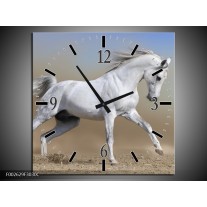 Wandklok op Canvas Paard | Kleur: Wit, Grijs | F002629C