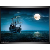 Foto canvas schilderij Boot | Blauw, Wit, Zwart 