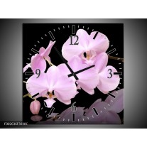 Wandklok op Canvas Orchidee | Kleur: Roze, Wit, Zwart | F002636C
