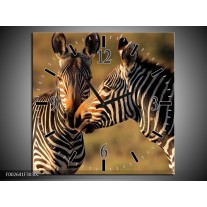 Wandklok op Canvas Zebra | Kleur: Zwart, Wit, Bruin | F002641C