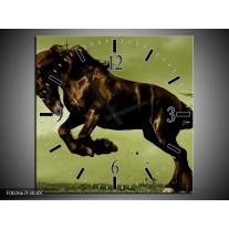 Wandklok op Canvas Paard | Kleur: Bruin, Groen, Zwart | F002667C