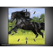 Wandklok op Canvas Paard | Kleur: Zwart, Groen, Blauw | F002685C