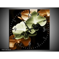 Wandklok op Canvas Orchidee | Kleur: Groen, Bruin, Zwart | F002724C