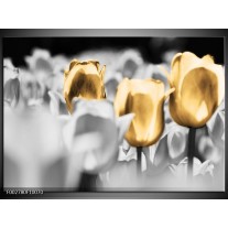 Foto canvas schilderij Tulpen | Goud, Grijs, Wit 