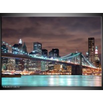 Foto canvas schilderij Brug | Grijs, Bruin, Blauw