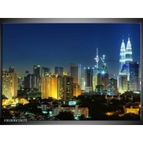 Glas schilderij Steden | Grijs, Wit, Blauw 