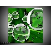 Wandklok op Canvas Cirkel | Kleur: Groen, Wit | F002858C