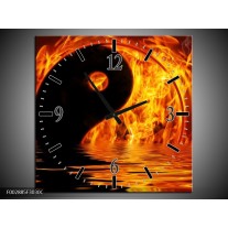Wandklok op Canvas Teken | Kleur: Oranje, Bruin, Zwart | F002885C