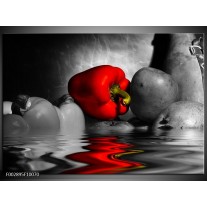 Foto canvas schilderij Paprika | Rood, Grijs, Zwart 