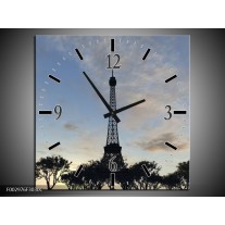 Wandklok op Canvas Paris | Kleur: Grijs, Blauw, Wit | F002976C