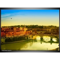 Foto canvas schilderij Uitzicht | Groen, Bruin, Geel 