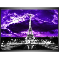 Foto canvas schilderij Eiffeltoren | Grijs, Paars, Zwart 