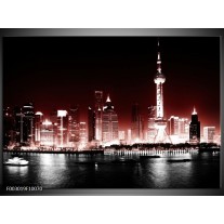 Foto canvas schilderij Steden | Rood, Zwart, Wit 