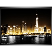 Foto canvas schilderij Steden | Geel, Zwart, Wit 