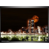 Foto canvas schilderij Nacht | Groen, Bruin 