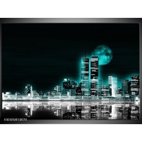 Foto canvas schilderij Nacht | Groen, Zwart, Grijs 