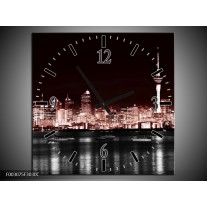 Wandklok op Canvas Steden | Kleur: Rood, Zwart, Grijs | F003075C
