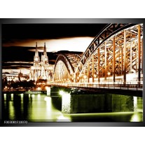 Foto canvas schilderij Brug | Bruin, Groen, Wit 