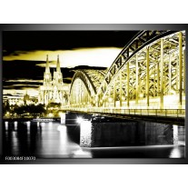 Foto canvas schilderij Brug | Zwart, Goud, Groen 