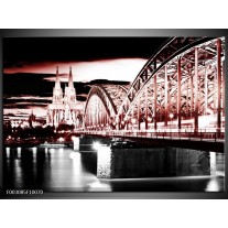 Foto canvas schilderij Brug | Rood, Zwart, Wit 