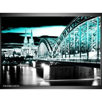 Foto canvas schilderij Brug | Groen, Zwart, Grijs 