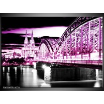 Foto canvas schilderij Brug | Paars, Zwart, Grijs 