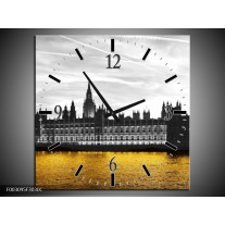 Wandklok op Canvas Londen | Kleur: Bruin, Zwart, Geel | F003095C