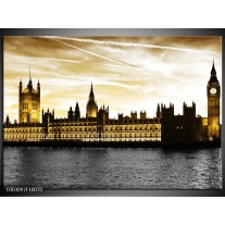 Glas schilderij Londen | Geel, Zwart, Wit 