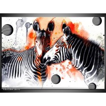 Foto canvas schilderij Zebra | Rood, Zwart, Wit 