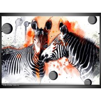 Glas schilderij Zebra | Rood, Zwart, Wit 