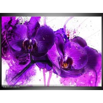 Foto canvas schilderij Orchidee | Paars, Wit, Zwart 