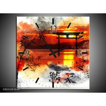 Wandklok op Canvas China | Kleur: Rood, Zwart, Wit | F003114C