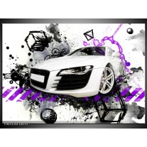 Glas schilderij Audi | Paars, Zwart, Wit 