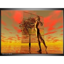 Foto canvas schilderij Abstract | Grijs, Rood, Geel 