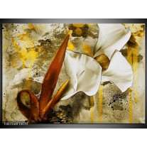 Foto canvas schilderij Bloem | Wit, Bruin, Geel 