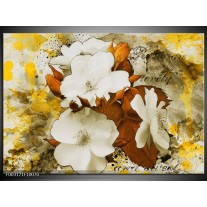 Glas schilderij Bloem | Wit, Bruin, Geel 