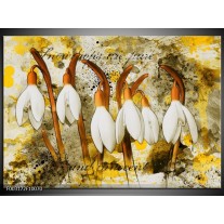 Glas schilderij Bloem | Wit, Bruin, Geel 