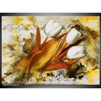 Foto canvas schilderij Tulpen | Wit, Bruin, Geel 