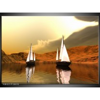 Foto canvas schilderij Zeilboot | Bruin, Wit, Grijs 